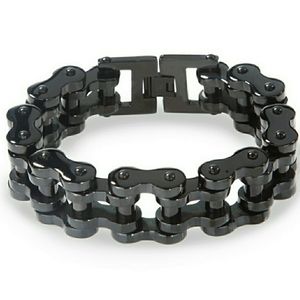 Stainless Black Biker Chain Bracelet